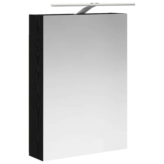 vidaXL Panglică Fără Lavoar cu Oglindă cu Lumină Stejar Negru