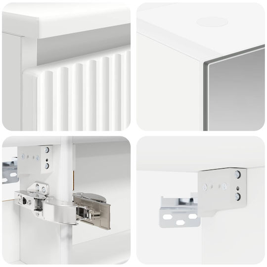vidaXL Vanity Unit Without Sink With Mirror With Light White