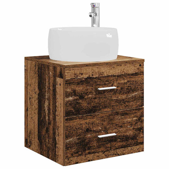 vidaXL Badezimmer Waschtisch-Einheit mit Spiegel mit Licht Gebeiztes Holz