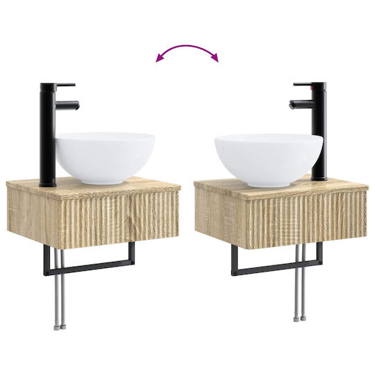vidaXL Vanity Unit without Sink with Mirror with Light Sonoma Oak