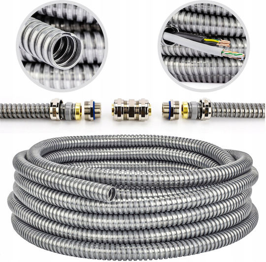 Stasiński Metallischer Schutzrohr Anaconda Multiflex Größe 32 32/28,1mm Halogenfrei Selbstlöschend Flexibles Wellrohr Fccn 1250n UV 50m