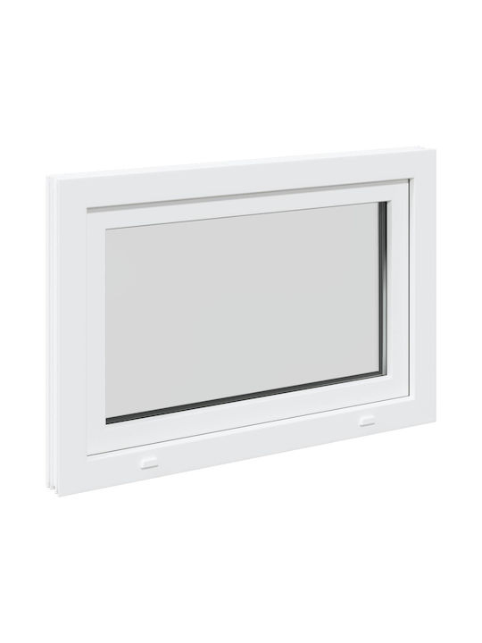 vidaXL Hinged PVC Window W90xH70cm