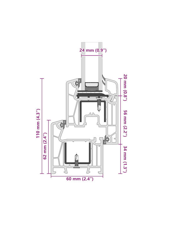 vidaXL Hinged PVC Window W90xH70cm