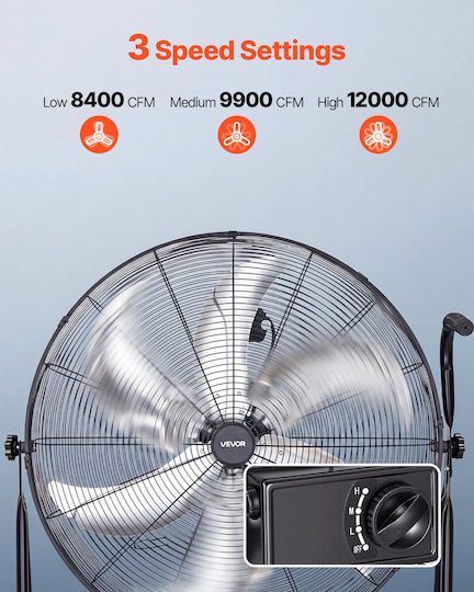 Vevor Ventilator De Pardoseală Diametru Ventilator 76cm Negru