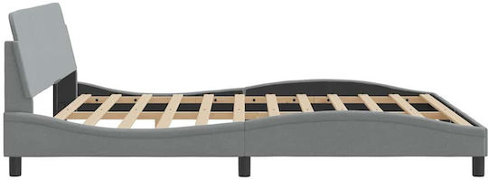 King Size Upholstered Fabric Bed Light Gray with Slats for Mattress 180x200cm