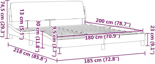King Size Upholstered Fabric Bed Light Gray with Slats for Mattress 180x200cm