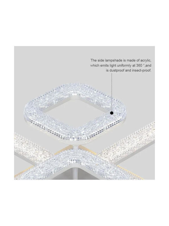 Luminastar Plafonieră de Tavan Albă cu LED Integrat și Cristale și Telecomandă