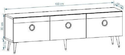TV-Ständer Grau M150xP30xH45cm