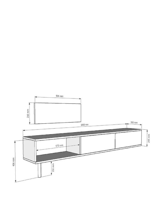 Gray TV Stand L180xD30xH41cm