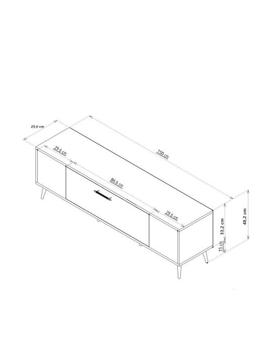 Multicolour TV Stand L150xD30xH48cm