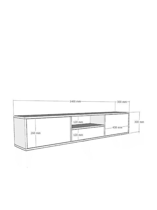 TV-Ständer Weiß M140xP30xH30cm