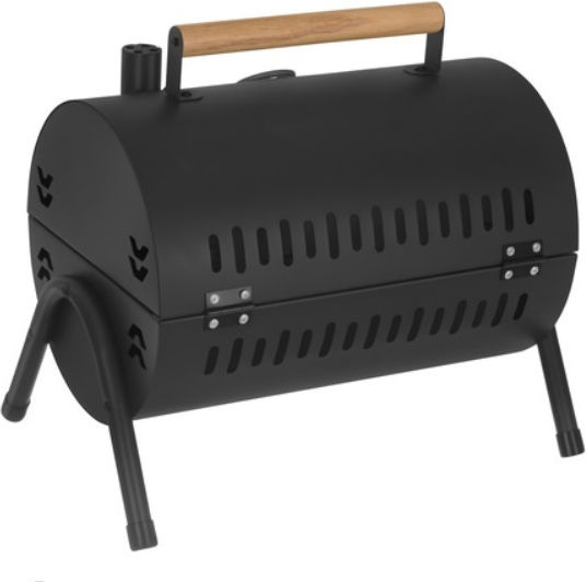 Grătar cu Cărbune Portabil Galvanizat cu Capac și Termometru 28x28cm