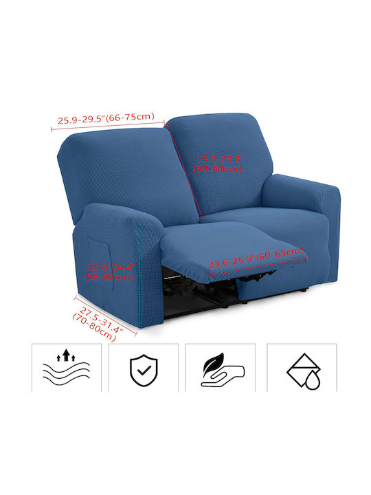 Husă Elastică Canapea Cu Două Locuri Albastră Denim