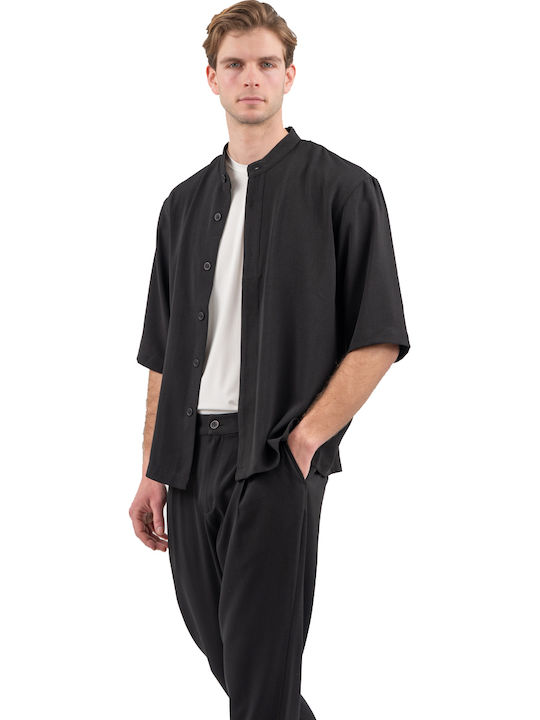 Langärmeliges Overshirt in Normale Passform Schwarz
