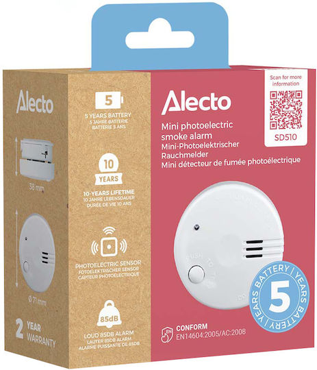 Alecto Photoelectric Smoke Detector Fast Alert 85 Db Siren White