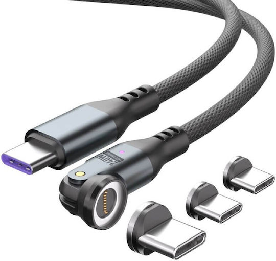 4Smarts Magnetic / LED USB 2.0 Cable USB-C male - USB-C / USB-A 240W PD Μαύρο 1.8m 541237