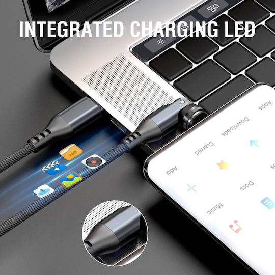 4Smarts Magnetic / LED USB 2.0 Cable USB-C male - USB-C / USB-A 240W PD Μαύρο 1.8m 541237