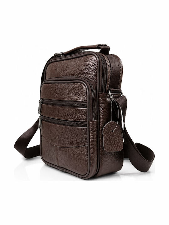 Geantă Bărbătească de Umăr / Tip Crossbody din Piele Maro
