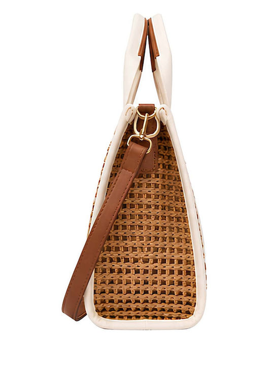 Gallantry Cabas Handbag Women Style Rafia Chic Detachable Strap Brown Beige