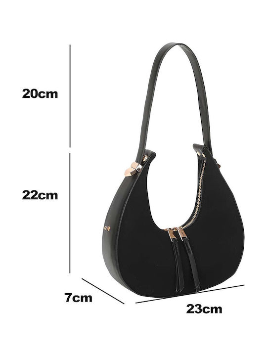 Gallantry Structured Women Hobo Handbag Chic Double Zipper Black