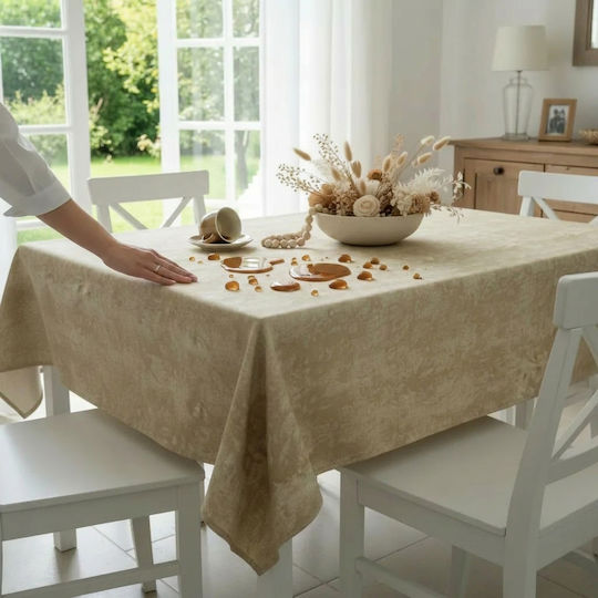 Cotton Stain Resistant Ecru Tablecloth 140x180cm