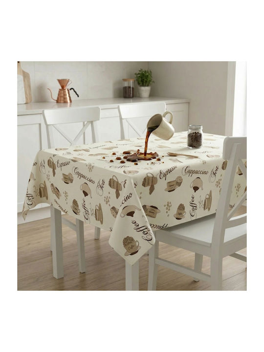 NufJoy Baumwoll Tischtuch Fleckabweisend Kaffee Creme 140x180cm