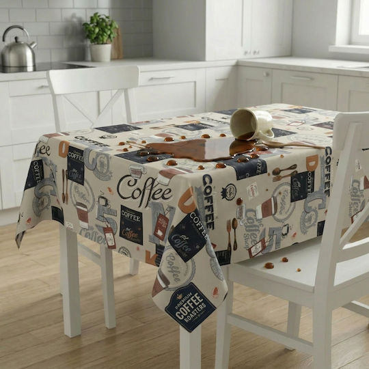 NufJoy Baumwoll Tischdecke Fleckabweisend Kaffee 140x180cm