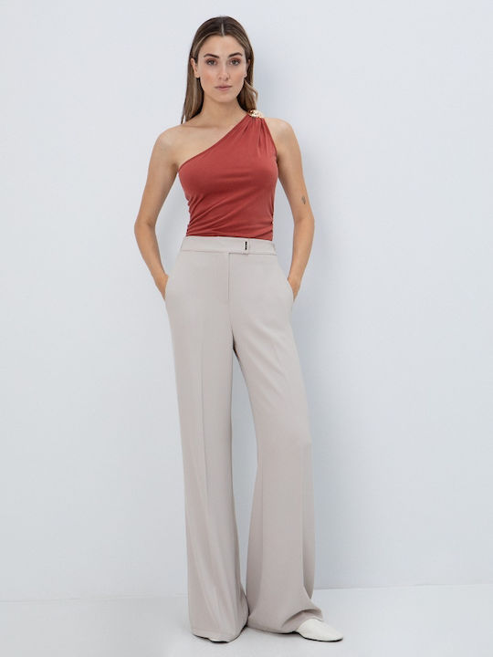 Damen Stoffhose Ausgestellt Beigen
