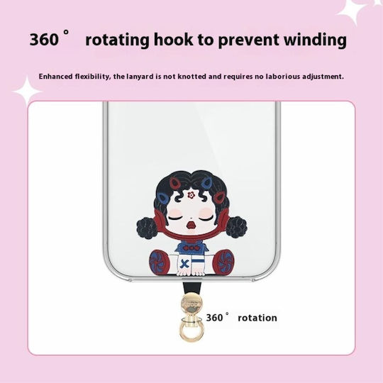 Arope Tab Lanyard Rotating Ring White Cat