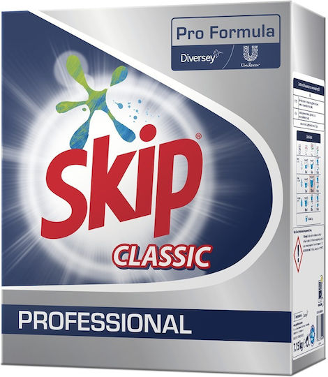 Skip Pro Formula Професионален Перилен препарат на прах за Бял & Coloreds дрехи 7.15кг (110 Мерителни чаши)