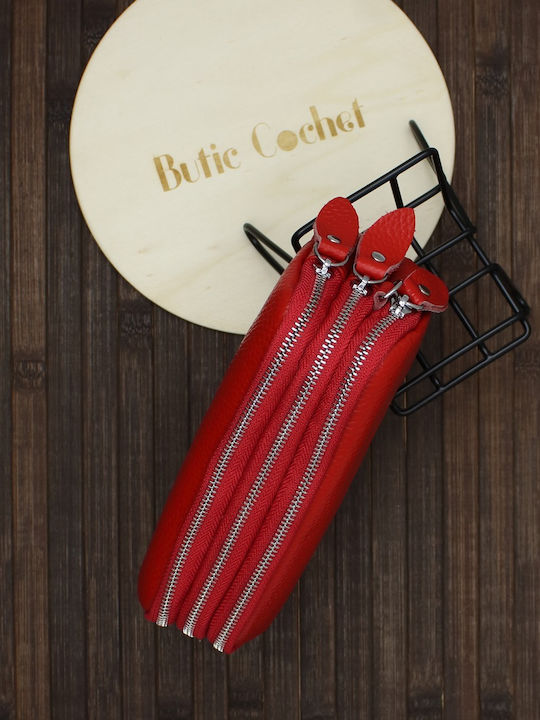 Große Leder Damenbrieftasche Rot