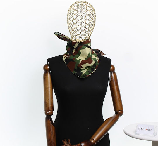 Bandana Din Bumbac Mărimea 55 X 55 Cm Imprimeu Army Khaki ButicCochet Es2207