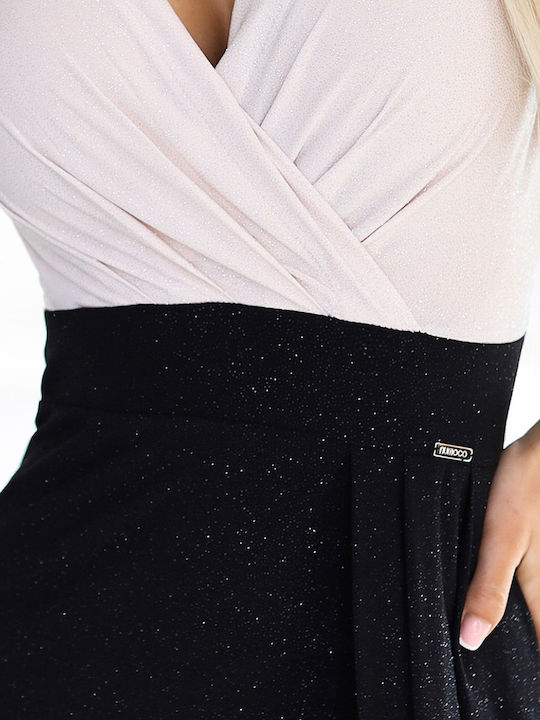 Summer Maxi Dress for Wedding / Christening Black And Beige With Glitter