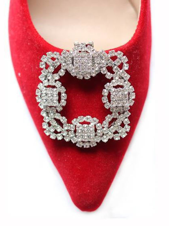 Σετ Καρφίτσες Set of 2 square brooch shoe clips Manolo crystals Silver από Ασήμι