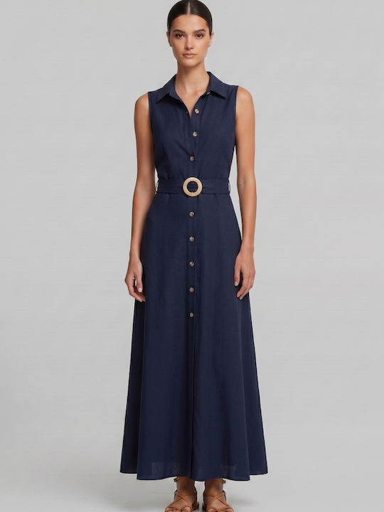 Summer Maxi Shirt Dress Blue