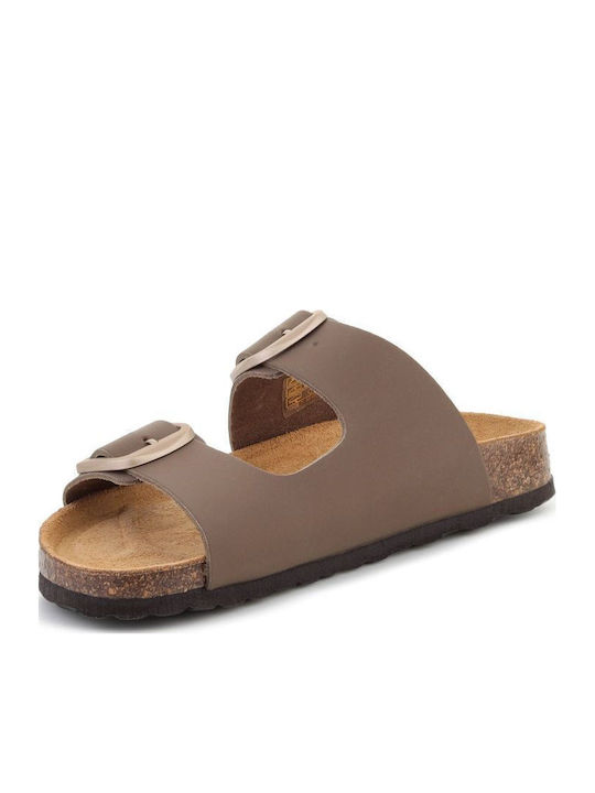 Leather Women's Flat Sandals Beige
