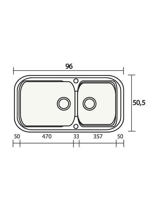 Sanitec Classic 305 Ένθετος Νεροχύτης Inox με Μπαταρία Μ96xΠ51cm Λευκός