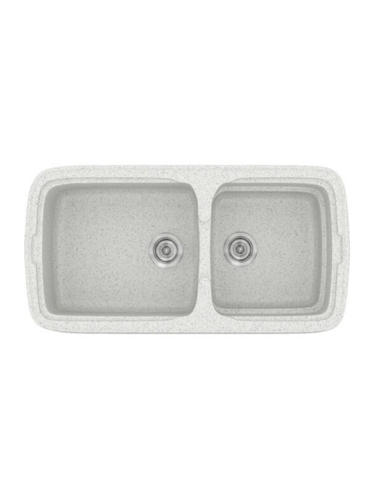 Sanitec Classic 305 Ένθετος Νεροχύτης Inox με Μπαταρία Μ96xΠ51cm Λευκός