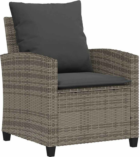 Outdoor Chair Rattan Gray with Cushion 4 Pieces