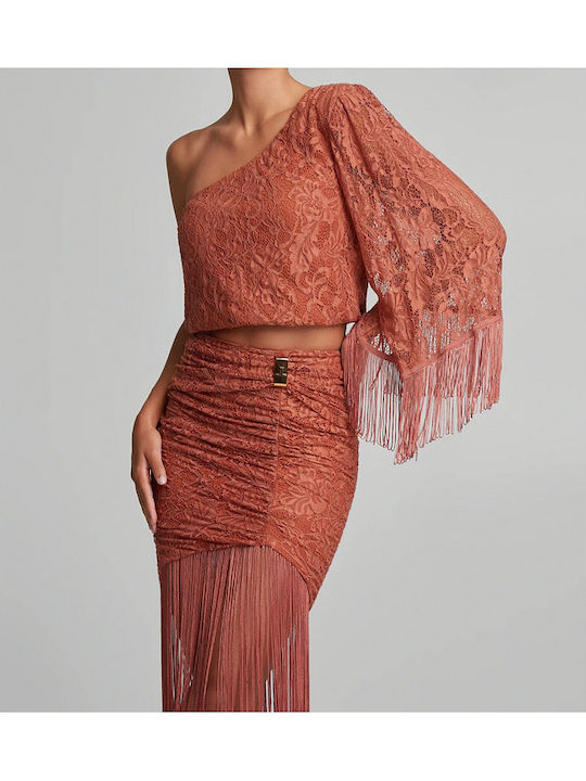 Women's One Shoulder Blouse Terracotta