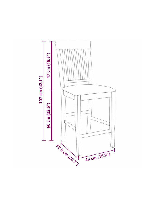 Taburete Bar Cu Spătar Lemn Maro 2 Buc 48x52.5x107 cm