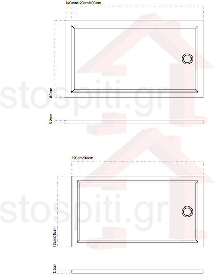 Sanitec Flat Classic Dus Acrilic 120x80cm