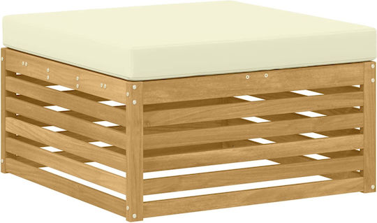 Băncuță De Grădină Din Lemn Cub Pentru Exterior Cu Pernă Albă 79x79x37cm
