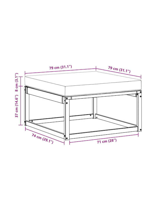 Wooden Garden Stool Cube for Outdoor Use with Cushion White