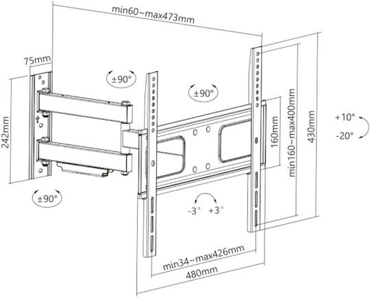 Tv Wall Mount Stand Rotating 32" 55"