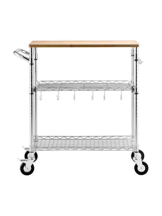 Vevor Τρόλεϊ Κουζίνας Μεταλλικό Ασημί 76x46x91cm