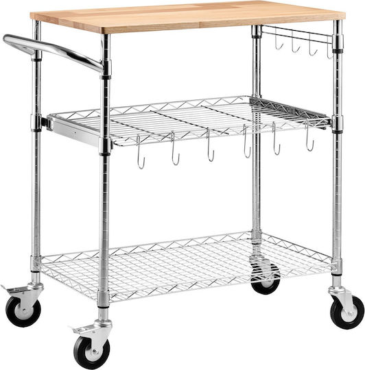 Vevor Metallisches Lebensmittelregal Mit Rädern Silber 76x46x91cm