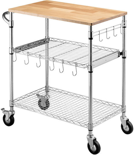 Vevor Metallisches Lebensmittelregal Mit Rädern Silber 76x46x91cm