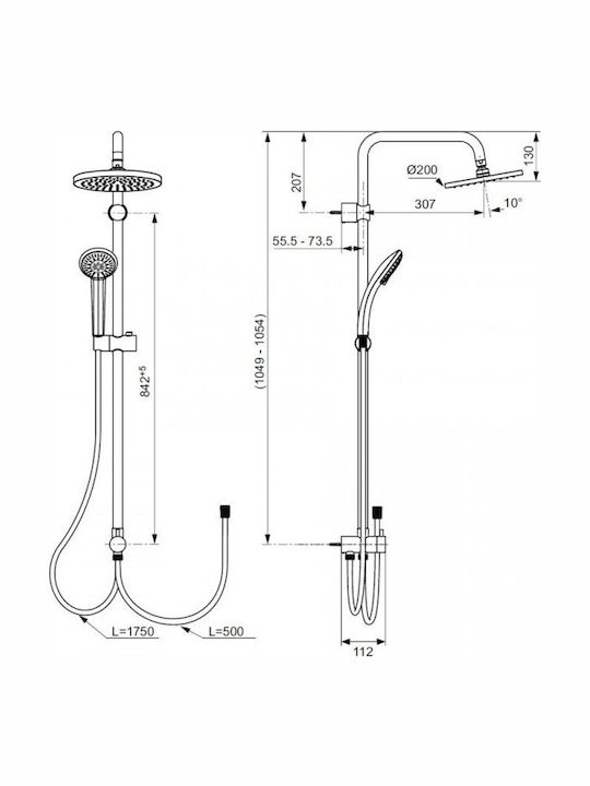 Ideal Standard Duschsäule mit Wannenbatterie Silber