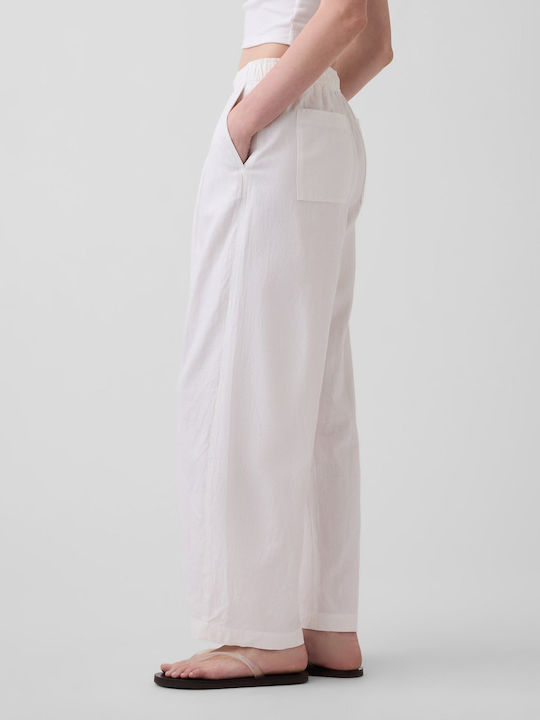 Дамски Ленен Панталон с Ластик New Off White